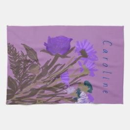 Hübsche Frühlingsblumen und Individuelle Name Geschirrtuch