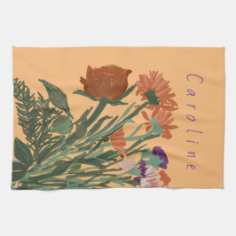 Hübsche Frühlingsblumen und Individuelle Name Geschirrtuch