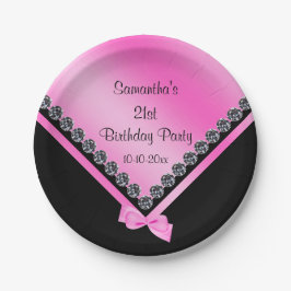 Hübsche funkelnd Diamanten u. rosa Bogen-21. Pappteller