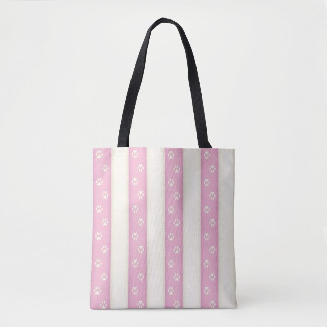 Hübsche Gaben auf Pink und Weiß Streifen Tasche (Vorderseite)