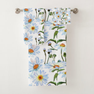 Hübsche Gänseblümchen-Blumenliebhaber-Badezimmer-D Badhandtuch Set