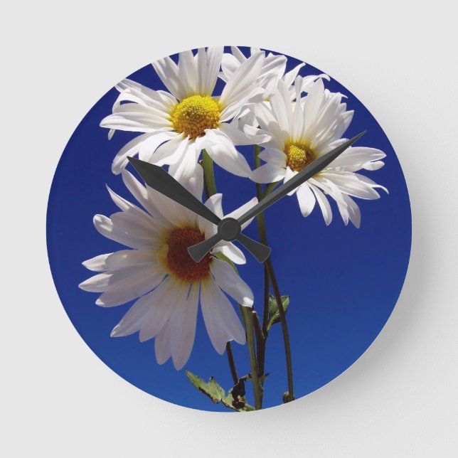 Hübsche Gänseblümchen Runde Wanduhr (Vorderseite)