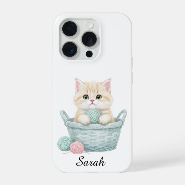 Hübsche Garn-Kätzchen iPhone 15 Pro Hülle (Rückseite)