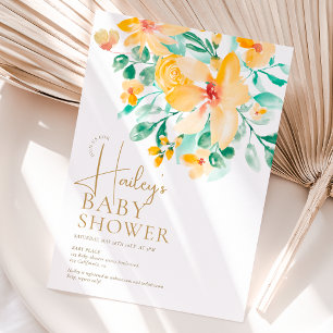 Hübsche Gartengelb-grüne Blütendusche Einladung