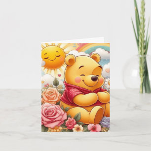 Hübsche Geburtstagsbärsonne Rose Karte