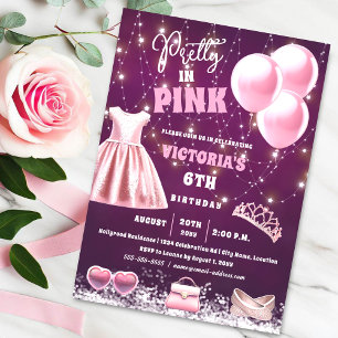 Hübsche Geburtstagsparty in Pink Einladung