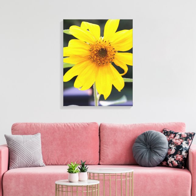 Hübsche Gelbblüte Nah-up Leinwanddruck (Insitu (Wohnzimmer))