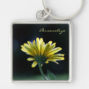 Hübsche gelbe Gerber Gänseblümchen-Blume mit Namen Schlüsselanhänger