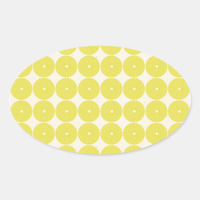 Hübsche gelbe Kreise Sommerzitrus Texturierte Disc Ovaler Aufkleber (Vorderseite)