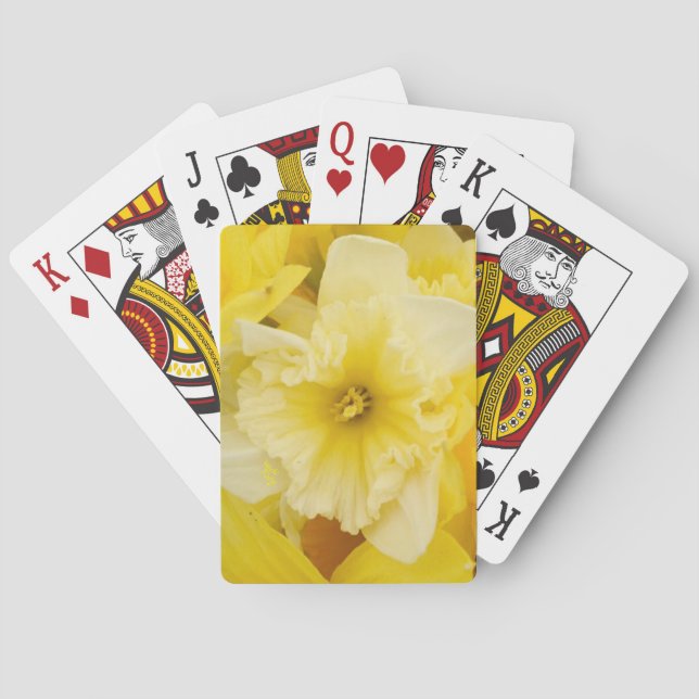 Hübsche gelbe Narzissen-Blumen Spielkarten (Rückseite)