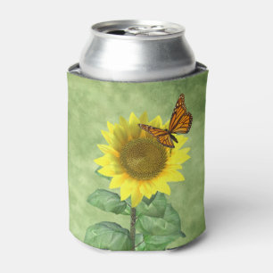 Hübsche gelbe Sonnenblume und orangefarbener Schme Dosenkühler