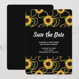 Hübsche Gelbe Sonnenblumen Stilvolle Pattern Hochz Save The Date