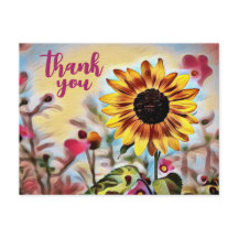 Hübsche Gelbe Sonnenblumen und rosa Blume Danke