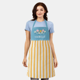 Hübsche gelbe Streifen Blaugelbe Blüten Schürze