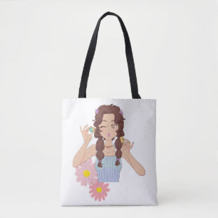 Hübsche Girl Aesthetic   Niedliche Makeup-Illustra Tasche