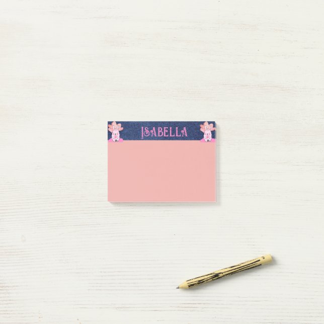 Hübsche Girly Cat Personalisiert Stationierung mit Post-it Klebezettel (Auf Schreibtisch)