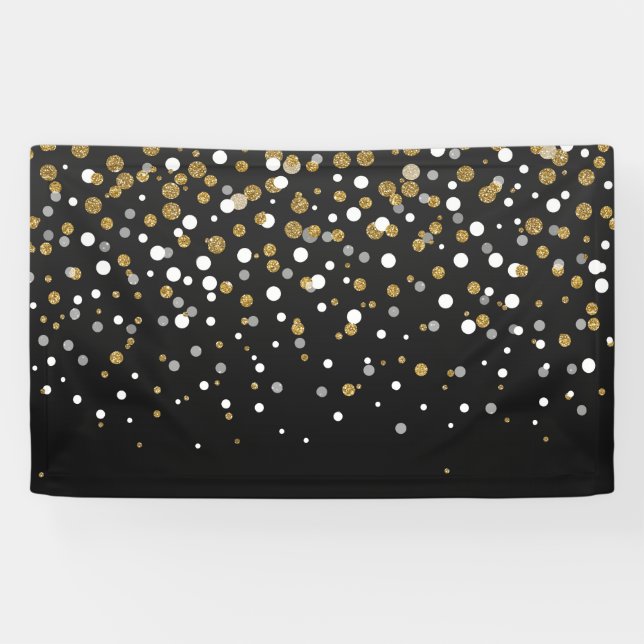 Hübsche Girly Gold Glitzer Dots Illustration Banner (Horizontal)