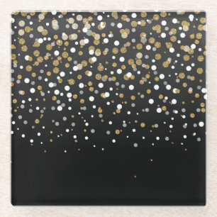 Hübsche Girly Gold Glitzer Dots Illustration Glasuntersetzer