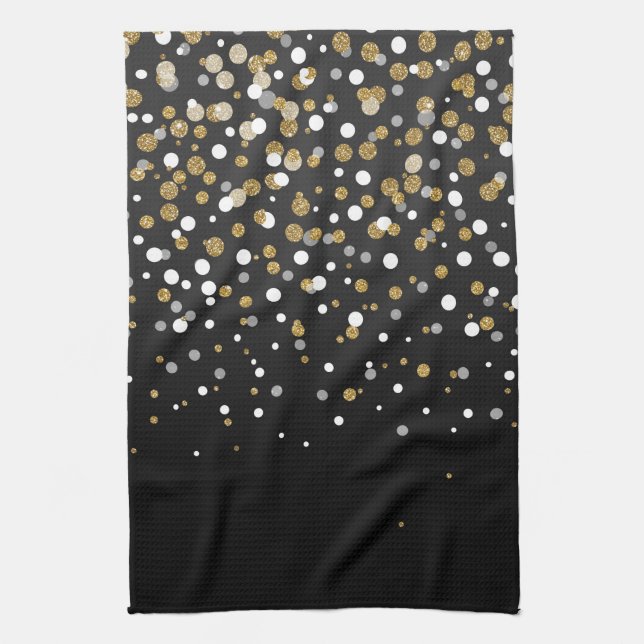 Hübsche Girly Gold Glitzer Dots Illustration Handtuch (Vertikal)