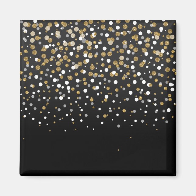 Hübsche Girly Gold Glitzer Dots Illustration Magnet (Vorne)