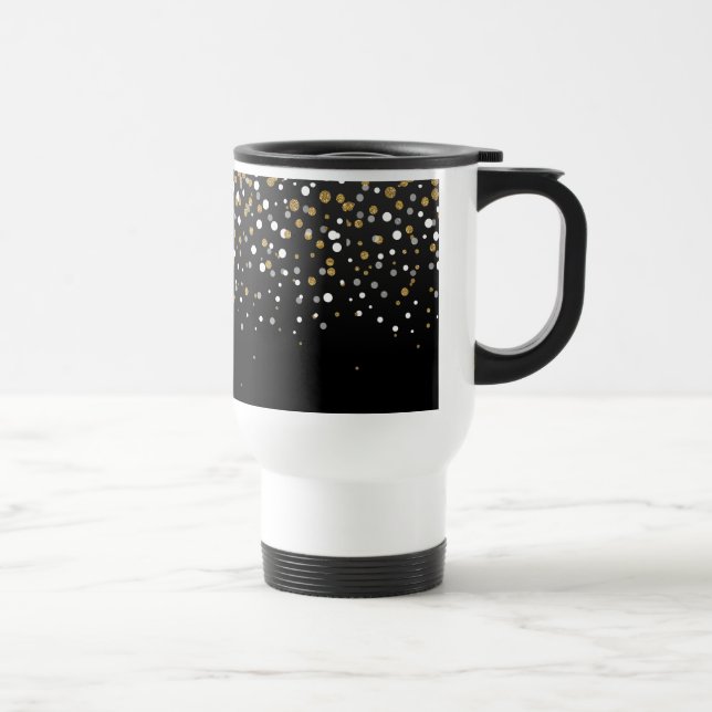 Hübsche Girly Gold Glitzer Dots Illustration Reisebecher (Rechts)