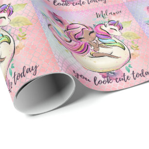 Hübsche Girly IHR SEHEN NIEDLICHEN HEUTE Einhorn R Geschenkpapier