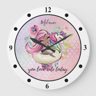 Hübsche Girly IHR SEHEN NIEDLICHEN HEUTE Einhorn R Große Wanduhr