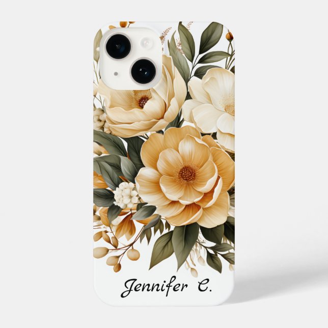 Hübsche Gold Wildblumen iPhone Case iPhone 14 Hülle (Rückseite)