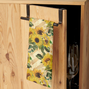 Hübsche Goldgelbe Sonnenblume Bouquet Stripe Bien Geschirrtuch