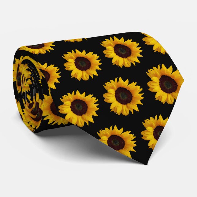Hübsche goldgelbe Sonnenblumen  Krawatte (Gerollt)