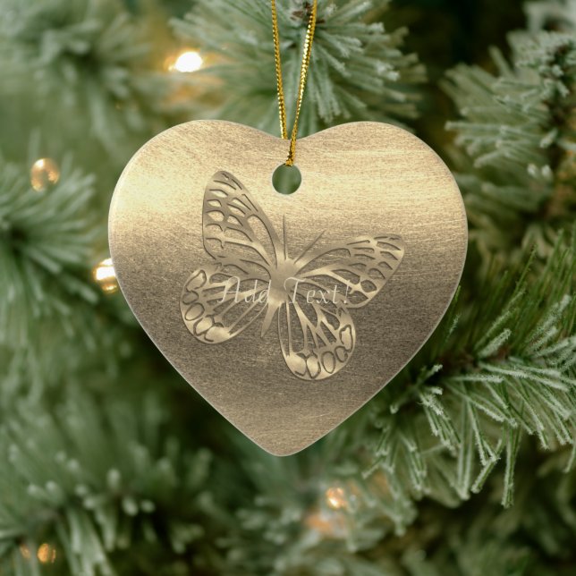 Hübsche Goldschmetterlinge hinzufügen Text-Ornamen Keramik Ornament (Baum)