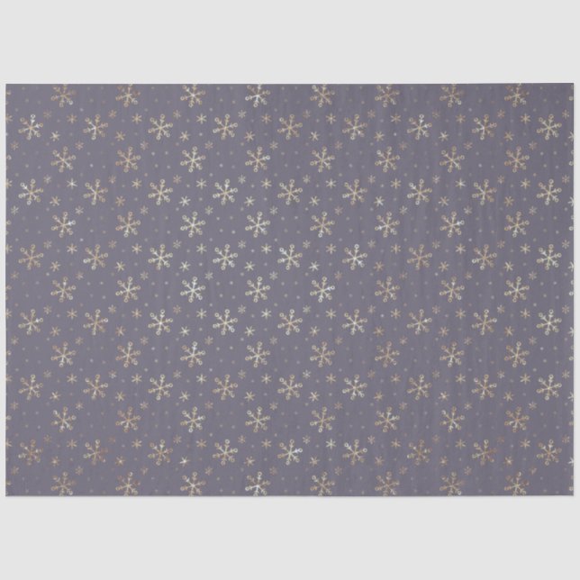 Hübsche Goldschneeflocken Blauer Weihnachten Seidenpapier (Vorderseite)