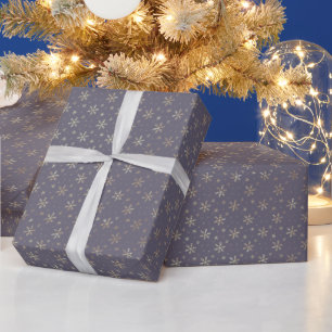 Hübsche Goldschneeflocken Dusty Blauer Weihnachten Geschenkpapier