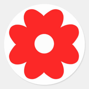 Hübsche Grafikgrafik in Rot-Weiß-Blume Runder Aufkleber