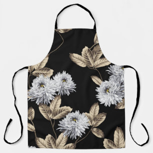 hübsche graue Blumen mit braunem Blattmuster auf S Schürze