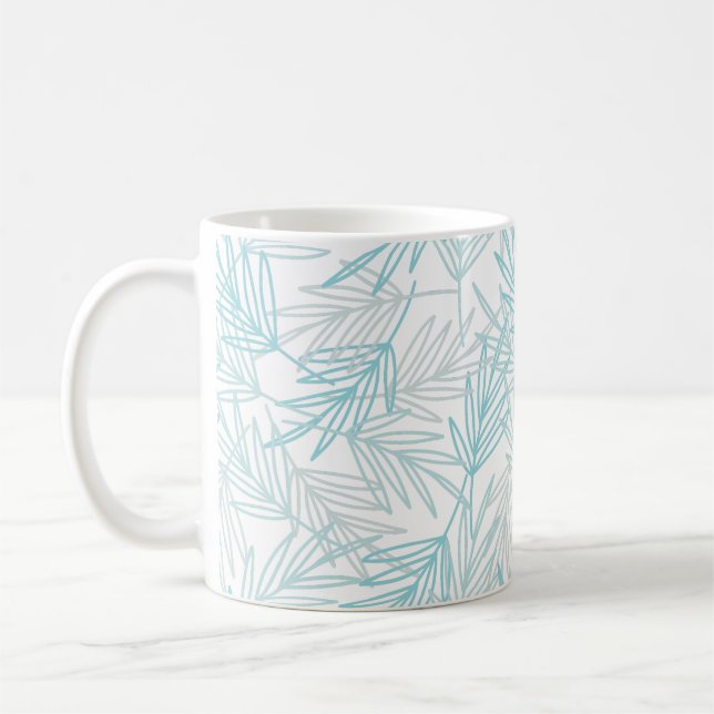 Hübsche graue und blaue Blätter Kaffeetasse (Links)