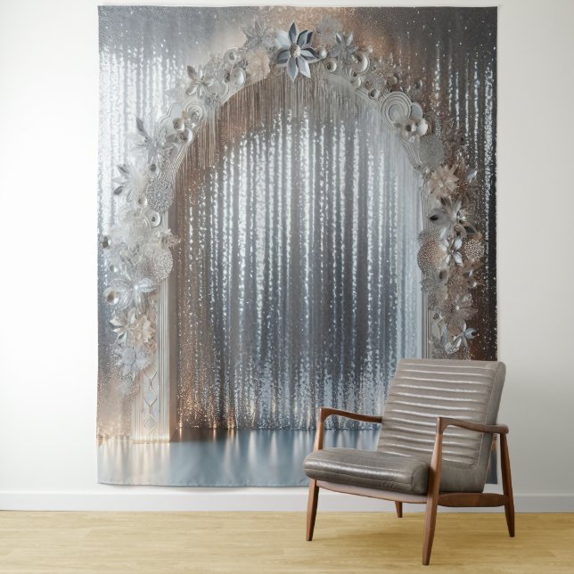 Hübsche Grautöne (nicht metallisch), Blumenbogen Wandteppich (Beispiel)