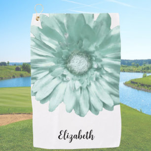 Hübsche grüne Blume individuelle Name Frauen Golfhandtuch