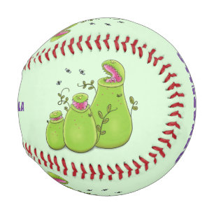 Hübsche grüne Fleischfresser-Pflanze Cartoon Baseball