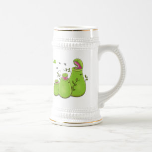 Hübsche grüne Fleischfresser-Pflanze Cartoon Bierglas