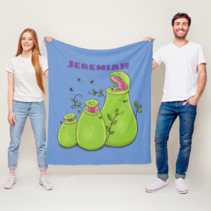 Hübsche grüne Fleischfresser-Pflanze Cartoon Fleecedecke