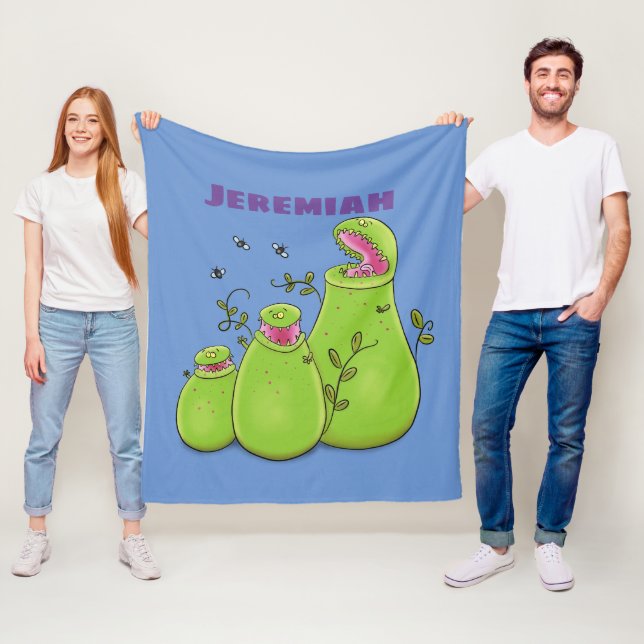 Hübsche grüne Fleischfresser-Pflanze Cartoon Fleecedecke (Beispiel)