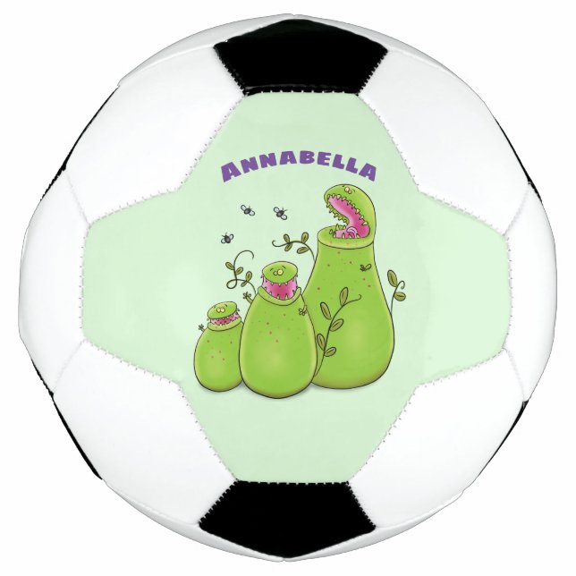 Hübsche grüne Fleischfresser-Pflanze Cartoon Fußball (Vorderseite)