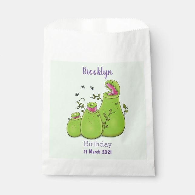 Hübsche grüne Fleischfresser-Pflanze Cartoon Geschenktütchen (Vorderseite)