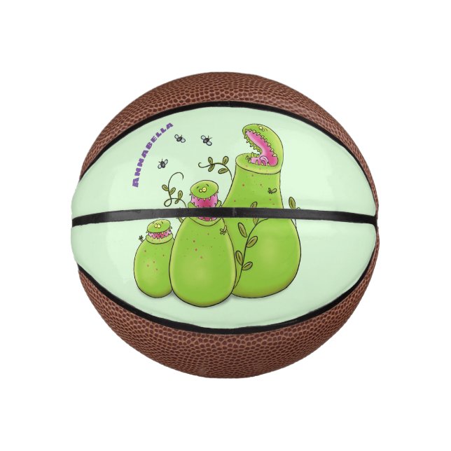 Hübsche grüne Fleischfresser-Pflanze Cartoon Mini Basketball (Vorderseite)