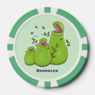 Hübsche grüne Fleischfresser-Pflanze Cartoon Pokerchips