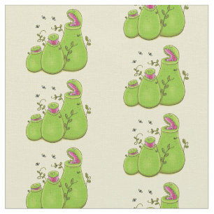 Hübsche grüne Fleischfresser-Pflanze Cartoon Stoff