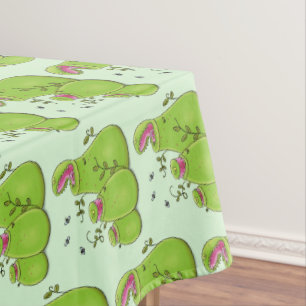 Hübsche grüne Fleischfresser-Pflanze Cartoon Tischdecke