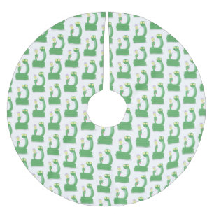Hübsche grüne Schlange mit Maraca-Cartoon Polyester Weihnachtsbaumdecke