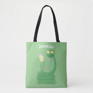 Hübsche grüne Schlange mit Maraca-Cartoon Tasche